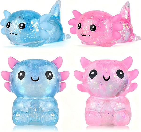 Glitter Axolotl jouets sensoriels, 4pcs